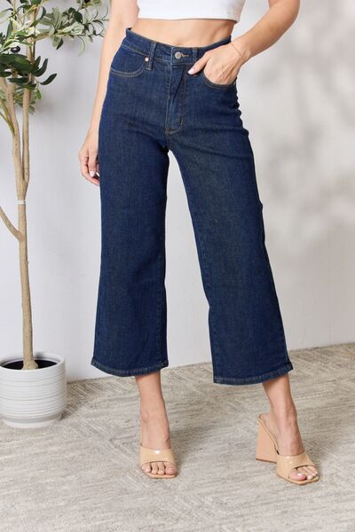 High Waist Cropped Wide Leg Jeans - Dark / 0(24) - Bottoms - Pants - 1 - 2024