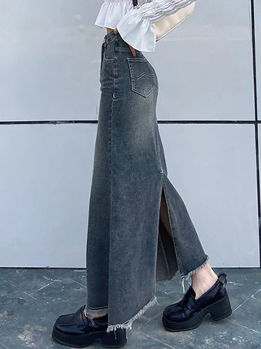 High Waist Denim Skirts - Bottoms - Pants - 1 - 2024