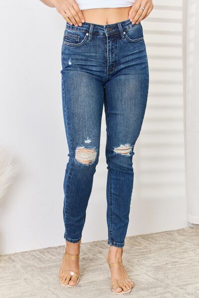 High Waist Distressed Slim Jeans - Bottoms - Pants - 2 - 2024