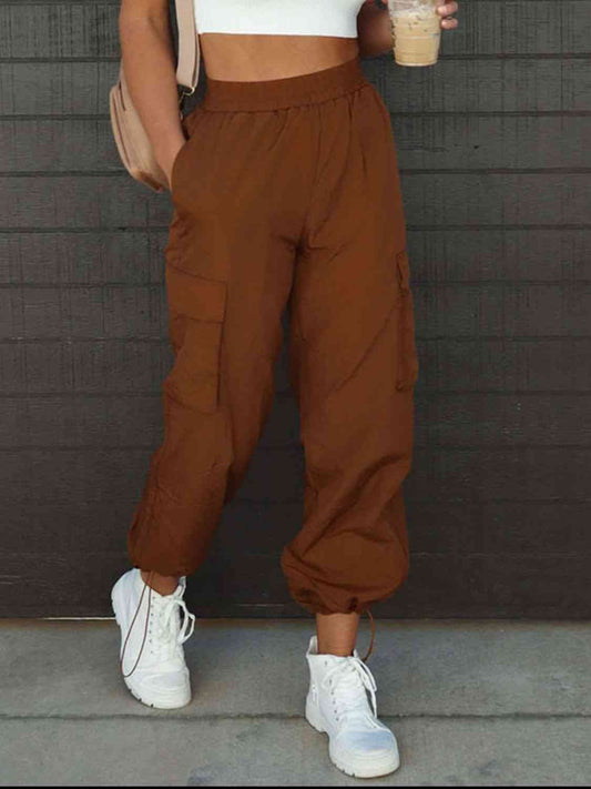 High Waist Drawstring Pants with Pockets - Chestnut / S - Bottoms - Pants - 1 - 2024