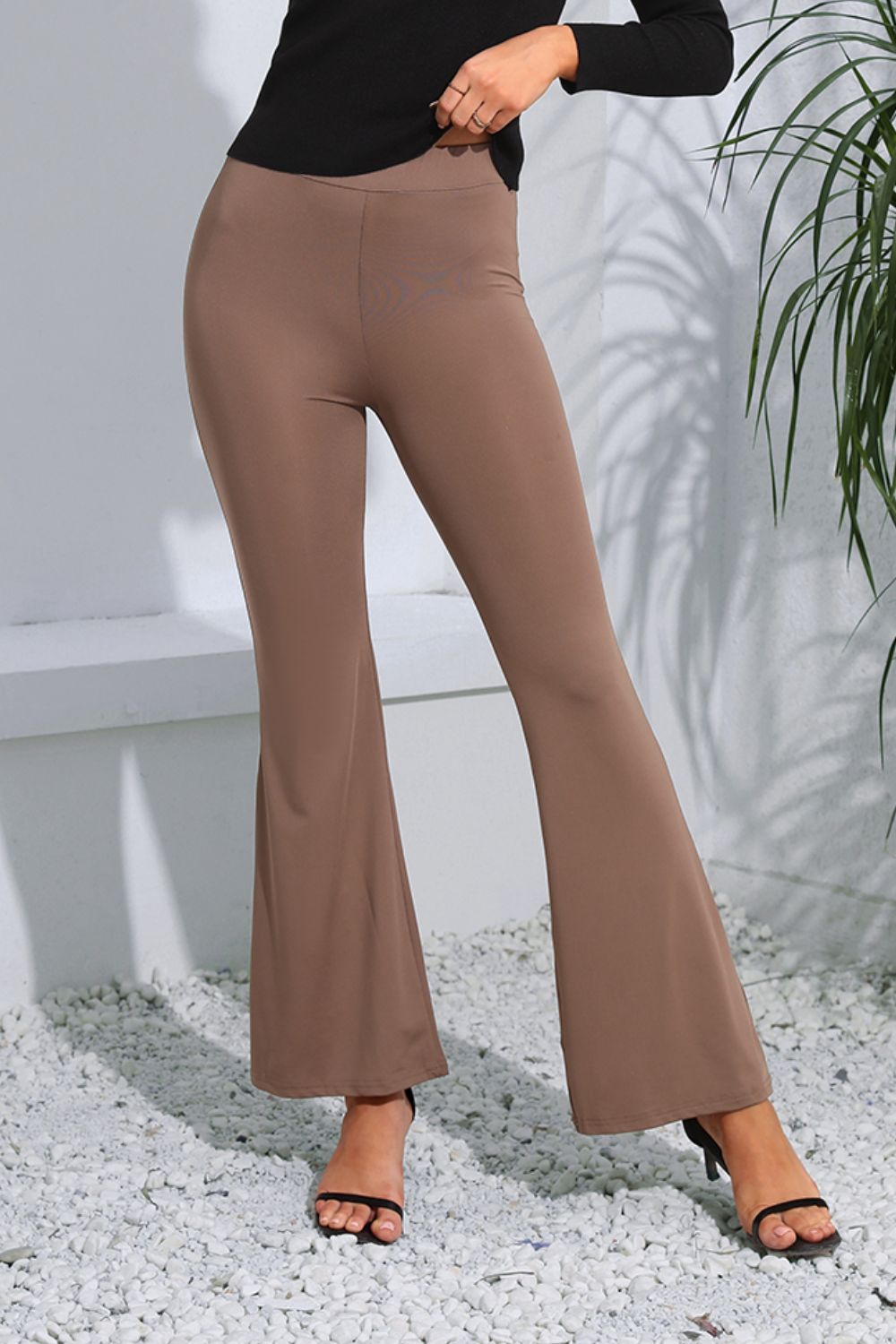 High Waist Long Flare Pants - Brown / S - Bottoms - Pants - 7 - 2024