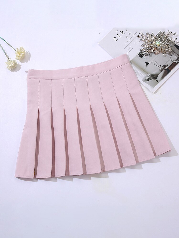High Waist Pleated A-line Skorts - Light Pink / S - Bottoms - Skirts - 10 - 2024