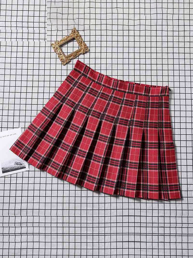 High Waist Pleated A-line Skorts - Red / S - Bottoms - Skirts - 17 - 2024