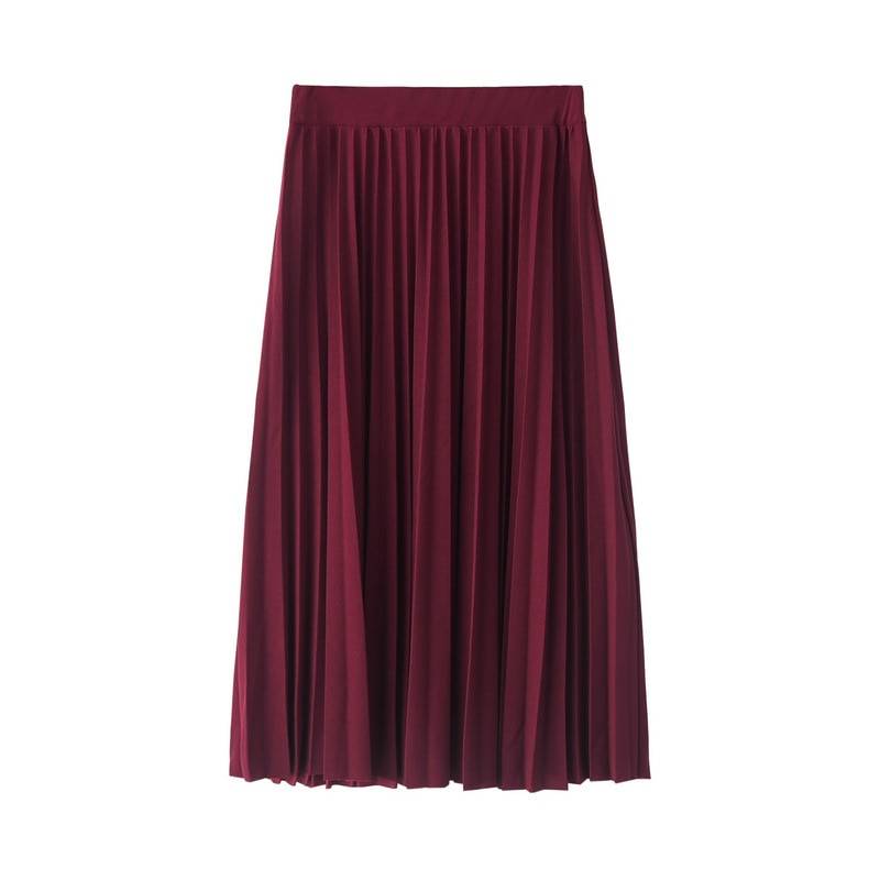 High Waist Pleated Length Elastic Skirt - Red / One Size - Bottoms - Clothing - 19 - 2024