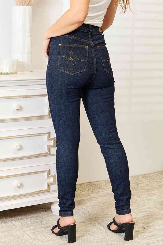 High Waist Pocket Embroidered Skinny Jeans - Bottoms - Pants - 2 - 2024