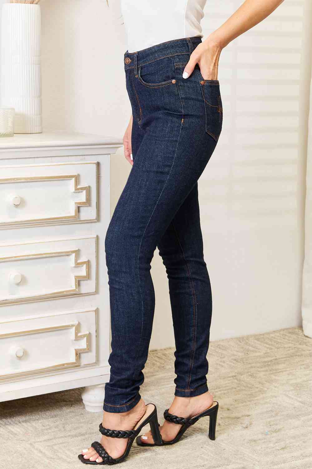 High Waist Pocket Embroidered Skinny Jeans - Bottoms - Pants - 3 - 2024