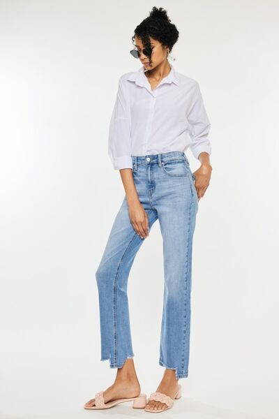 High Waist Raw Hem Straight Jeans - Bottoms - Pants - 6 - 2024