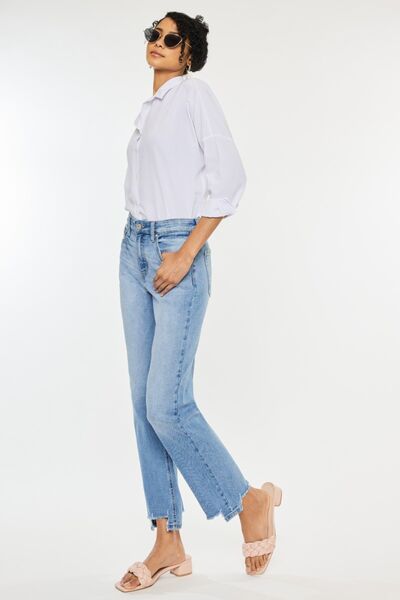High Waist Raw Hem Straight Jeans - Bottoms - Pants - 5 - 2024