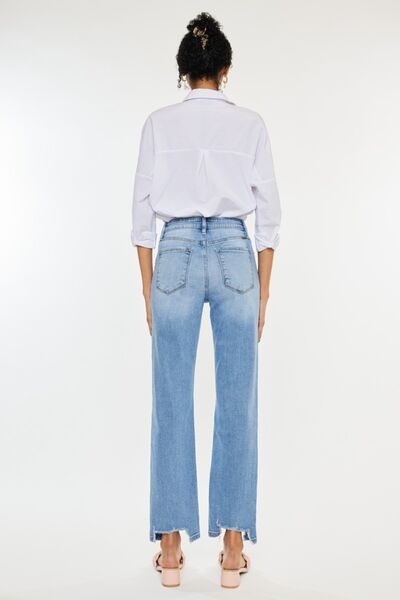 High Waist Raw Hem Straight Jeans - Bottoms - Pants - 3 - 2024