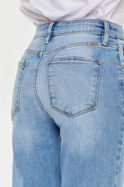 High Waist Raw Hem Straight Jeans - Bottoms - Pants - 8 - 2024