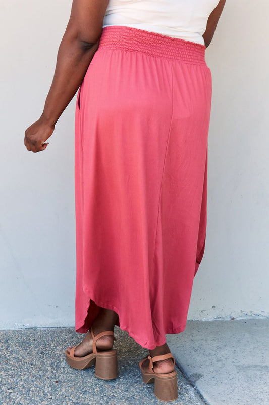 High Waist Scoop Hem Maxi Skirt in Hot Pink - Bottoms - Skirts - 2 - 2024