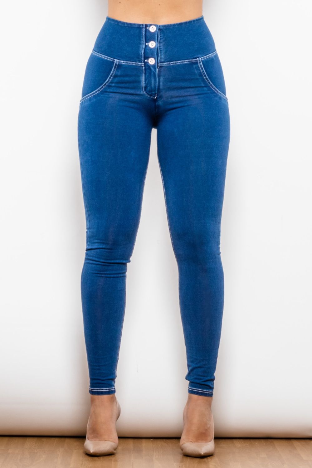 High Waist Skinny Buttoned Long Jeans - Blue / XS - Bottoms - Pants - 1 - 2024