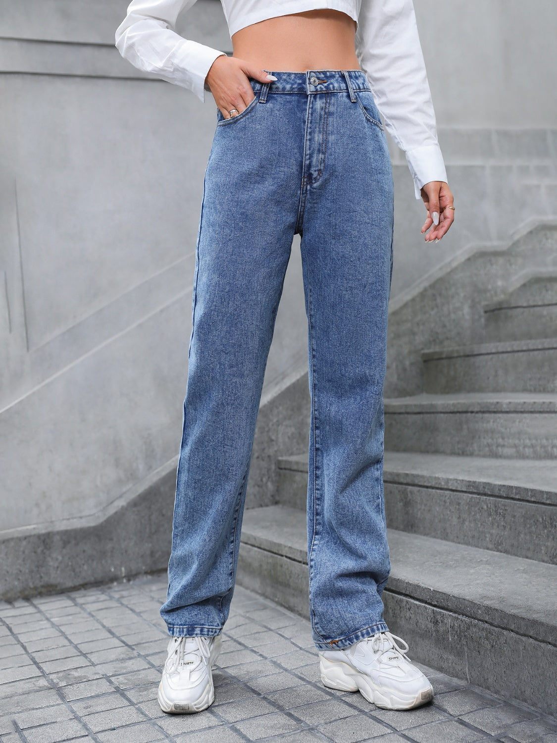 High Waist Straight Leg Jeans - Bottoms - Pants - 3 - 2024