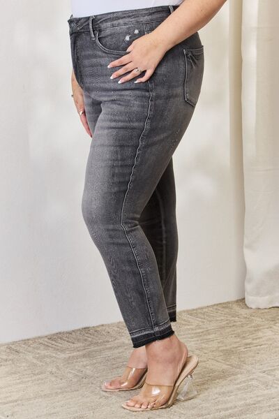 High Waist Tummy Control Release Hem Skinny Jeans - Bottoms - Pants - 10 - 2024