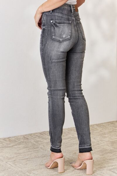 High Waist Tummy Control Release Hem Skinny Jeans - Bottoms - Pants - 2 - 2024