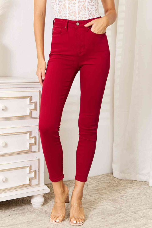 High Waist Tummy Control Skinny Jeans - Red / 0(24) - Bottoms - Pants - 1 - 2024