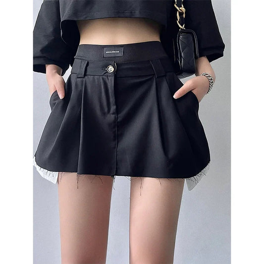 High Waist Woolen Frill Skirt - black / XS - Bottoms - Outfit Sets - 6 - 2024