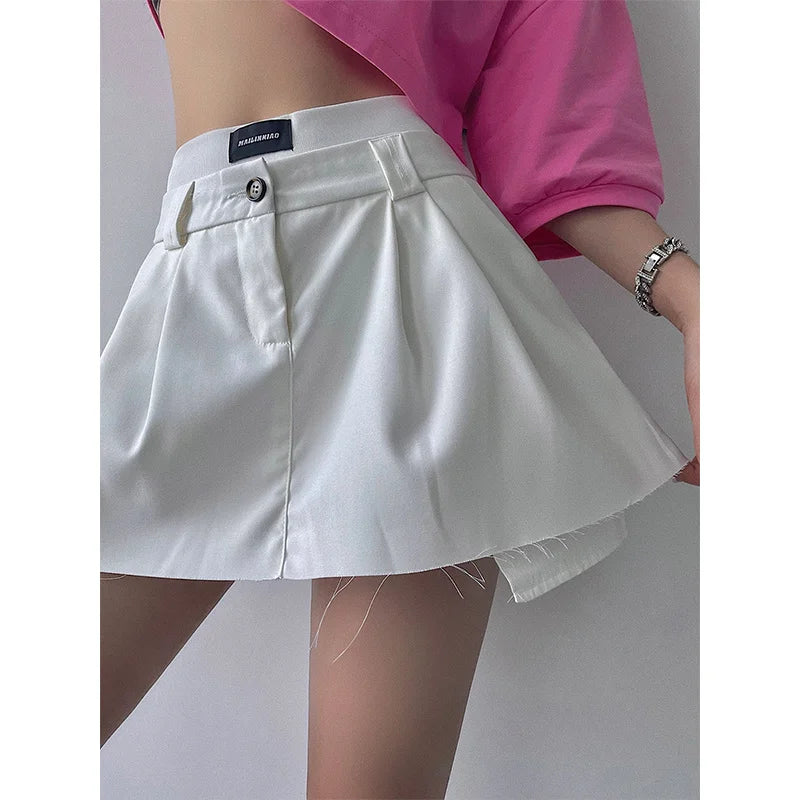 High Waist Woolen Frill Skirt - white / XS - Bottoms - Outfit Sets - 8 - 2024