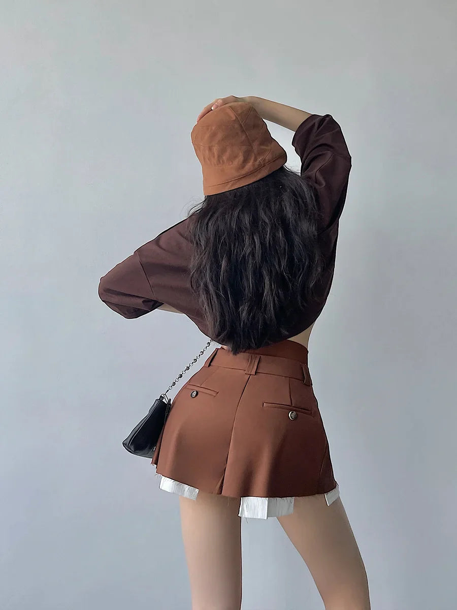High Waist Woolen Frill Skirt - Bottoms - Outfit Sets - 3 - 2024