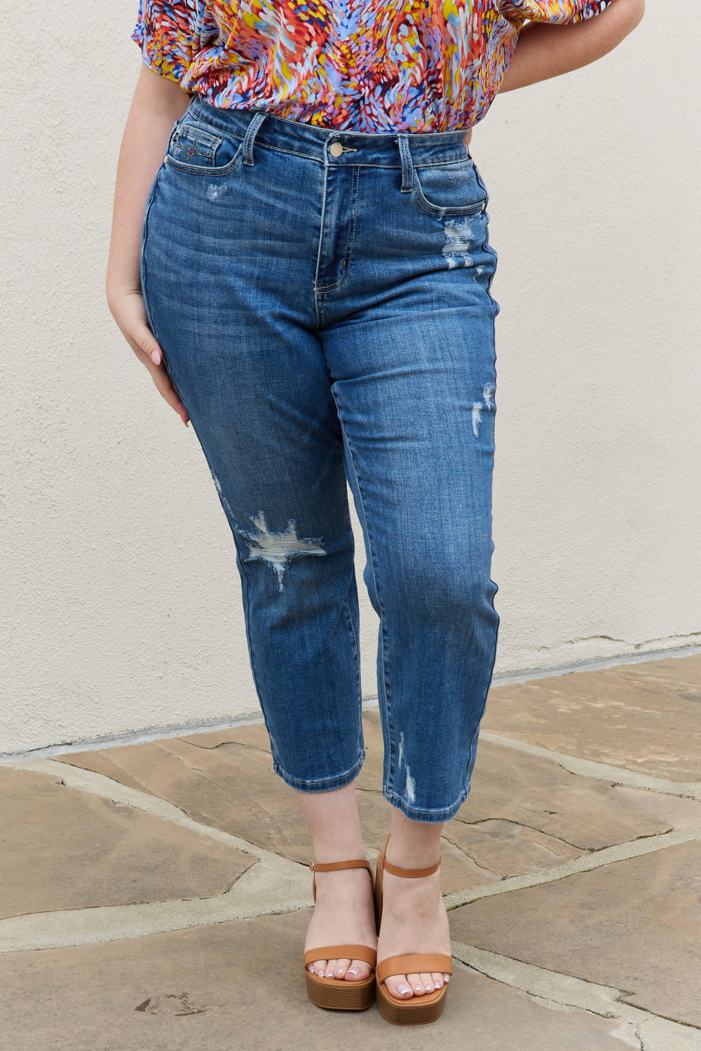 High Waisted Ankle Distressed Straight Jeans - Bottoms - Pants - 6 - 2024