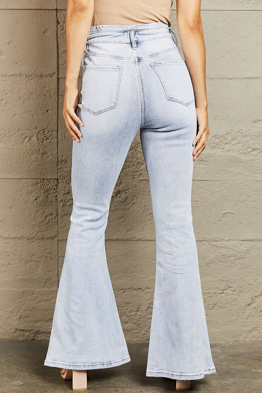 High Waisted Button Fly Flare Jeans - Bottoms - Pants - 2 - 2024