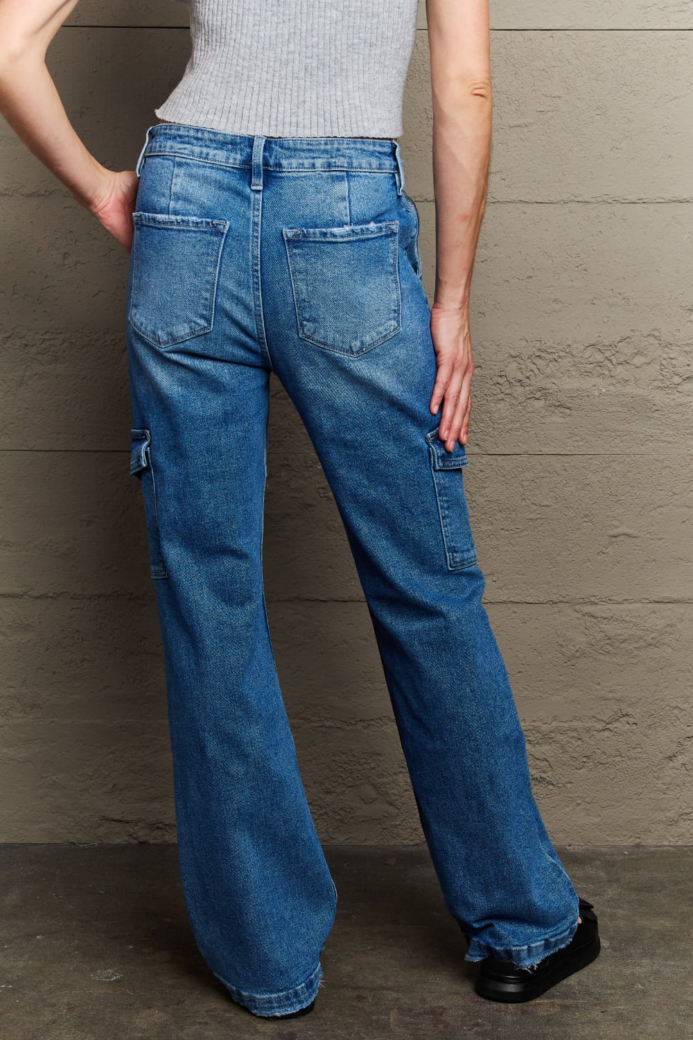 High Waisted Cargo Flare Jeans - Bottoms - Pants - 2 - 2024