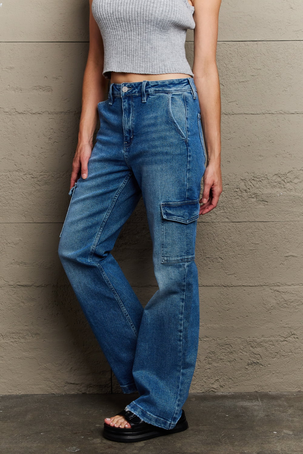 High Waisted Cargo Flare Jeans - Bottoms - Pants - 4 - 2024