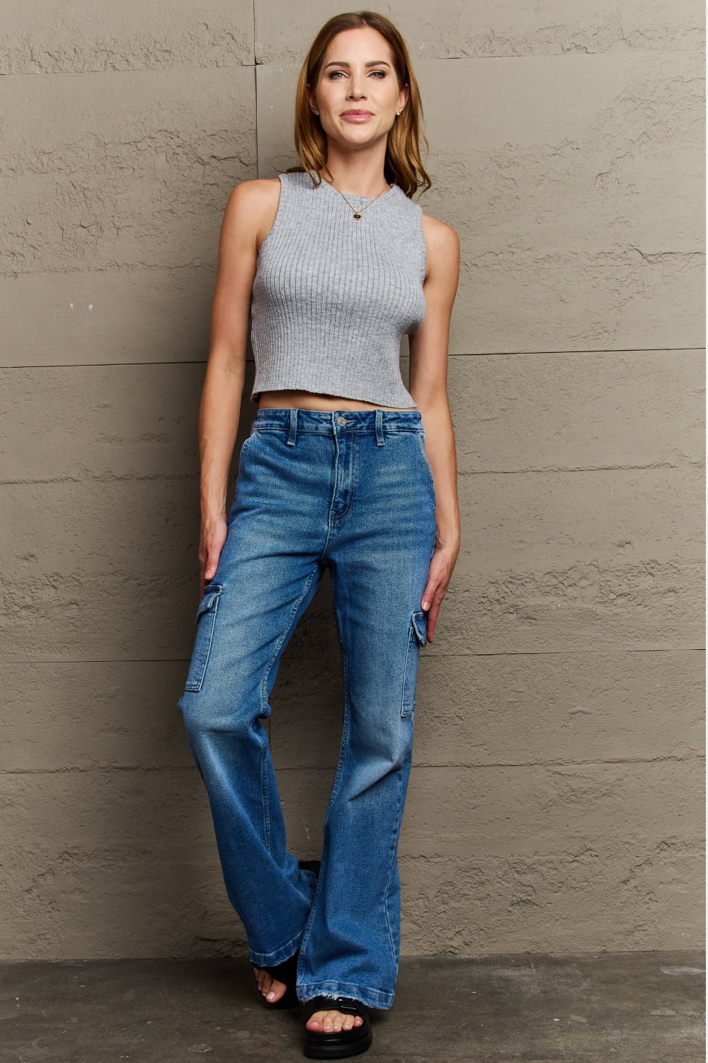 High Waisted Cargo Flare Jeans - Bottoms - Pants - 5 - 2024