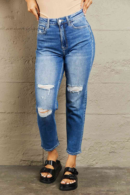High Waisted Cropped Dad Jeans - Medium / 24 - Bottoms - Pants - 1 - 2024