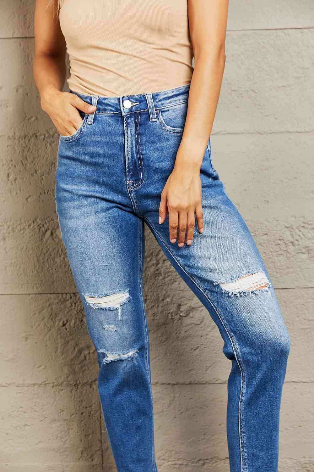 High Waisted Cropped Dad Jeans - Bottoms - Pants - 4 - 2024