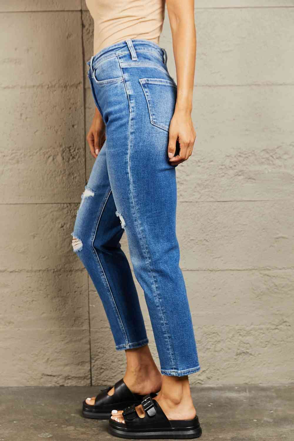 High Waisted Cropped Dad Jeans - Bottoms - Pants - 3 - 2024