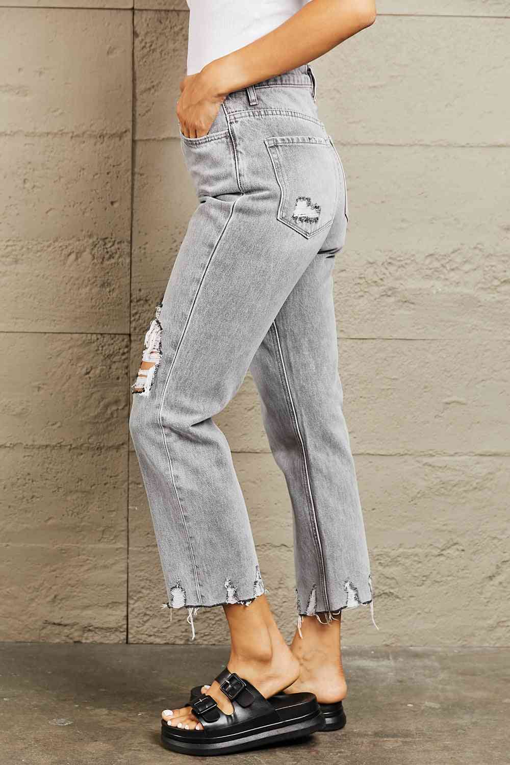 High Waisted Cropped Mom Jeans - Bottoms - Pants - 3 - 2024