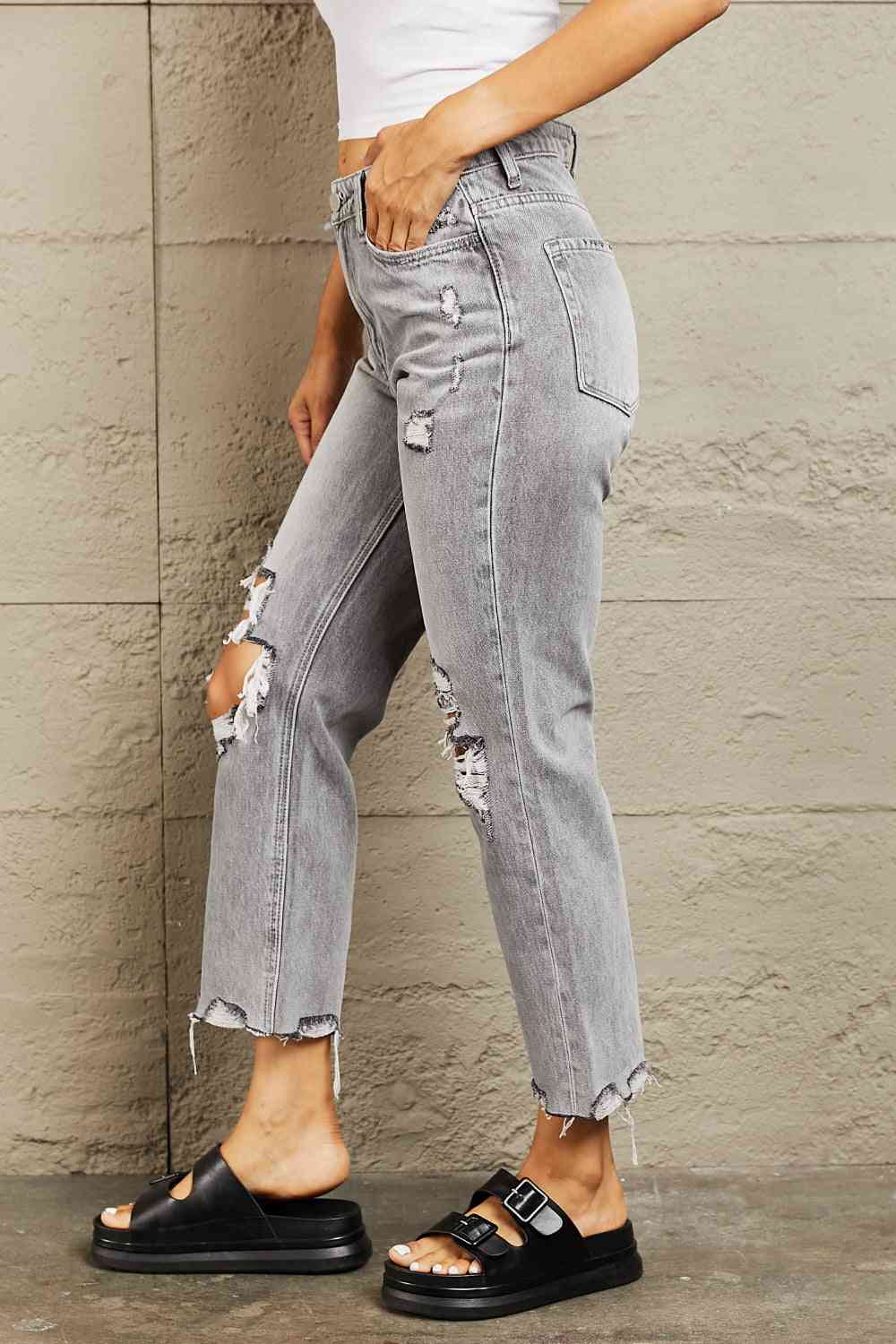 High Waisted Cropped Straight Jeans - Bottoms - Pants - 4 - 2024
