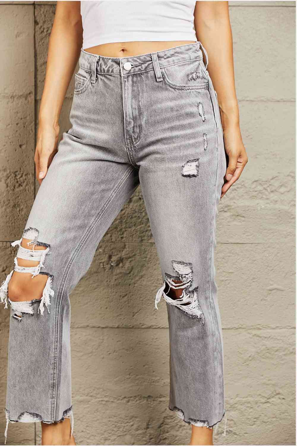 High Waisted Cropped Straight Jeans - Bottoms - Pants - 5 - 2024