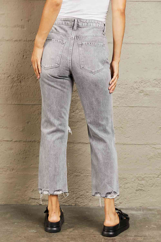 High Waisted Cropped Straight Jeans - Bottoms - Pants - 2 - 2024