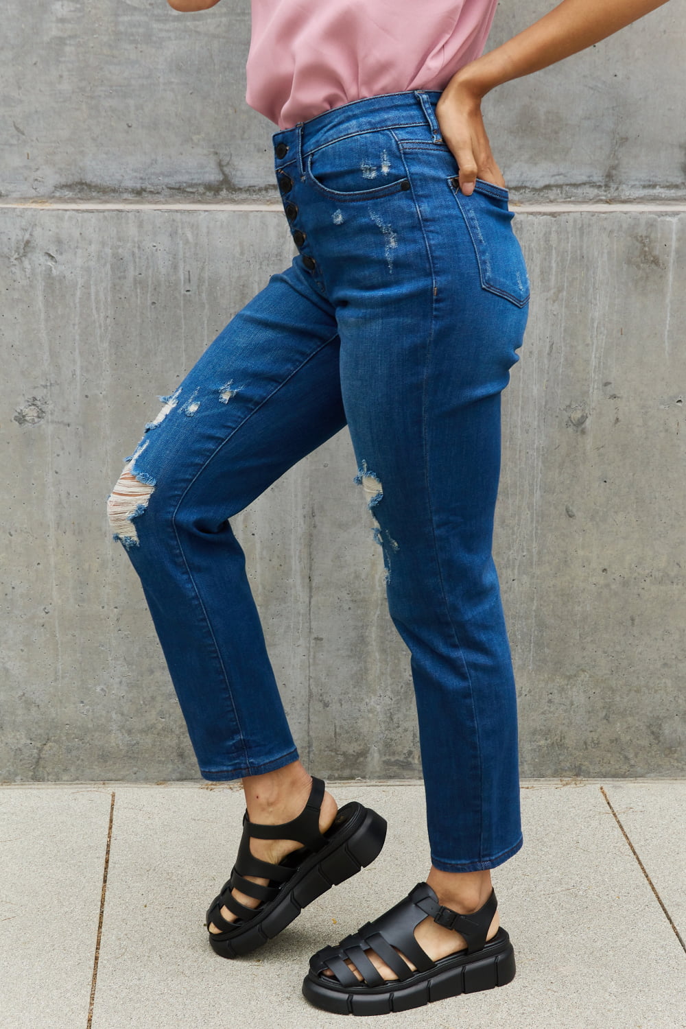 High Waisted Distressed Boyfriend Jeans - Bottoms - Pants - 4 - 2024