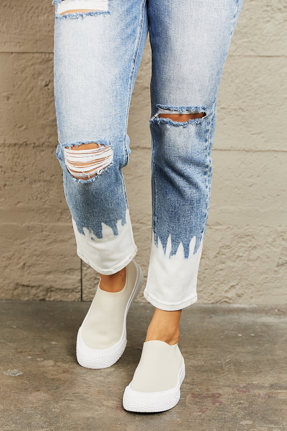 High Waisted Distressed Painted Cropped Skinny Jeans - Bottoms - Pants - 4 - 2024