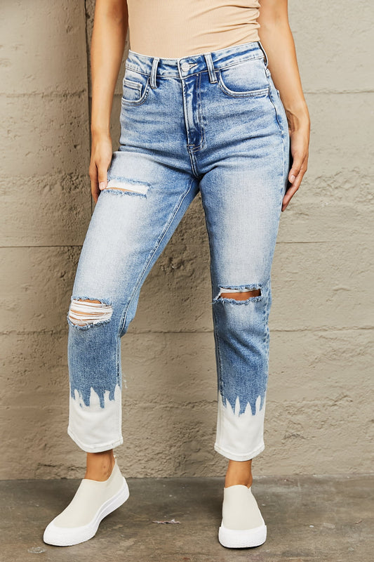 High Waisted Distressed Painted Cropped Skinny Jeans - Medium / 24 - Bottoms - Pants - 1 - 2024
