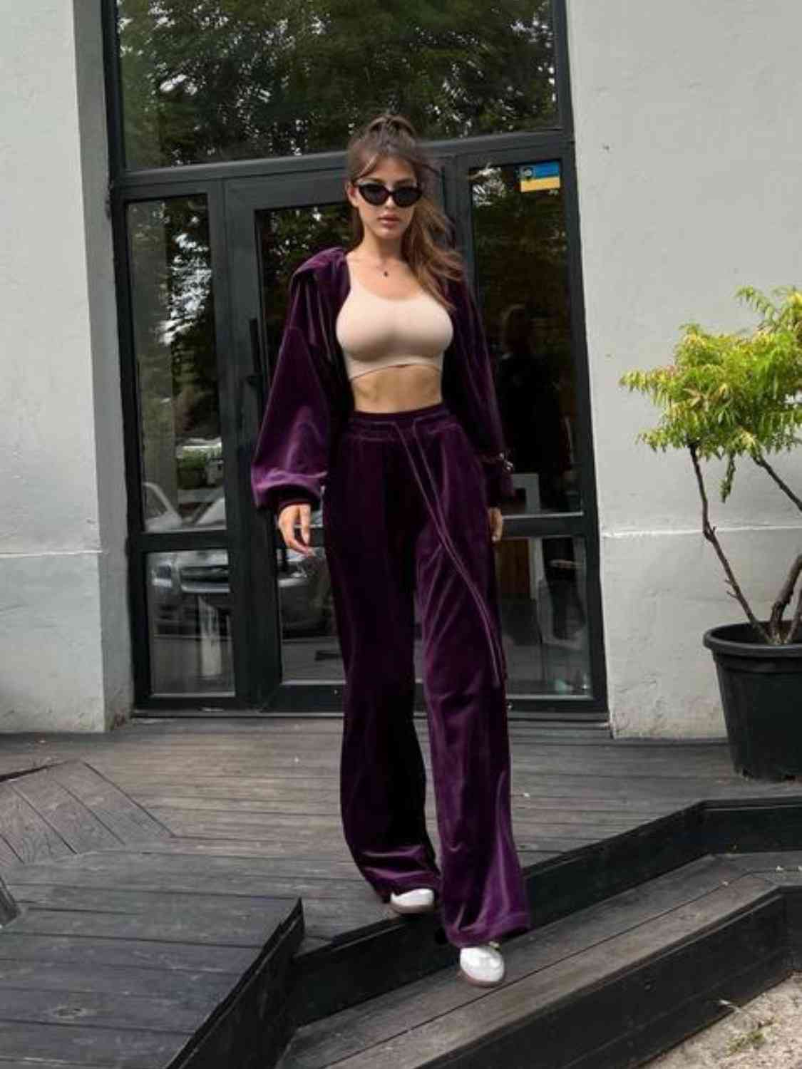 Hooded Jacket and Pants Set - Violet / S - Bottoms - Outfit Sets - 14 - 2024