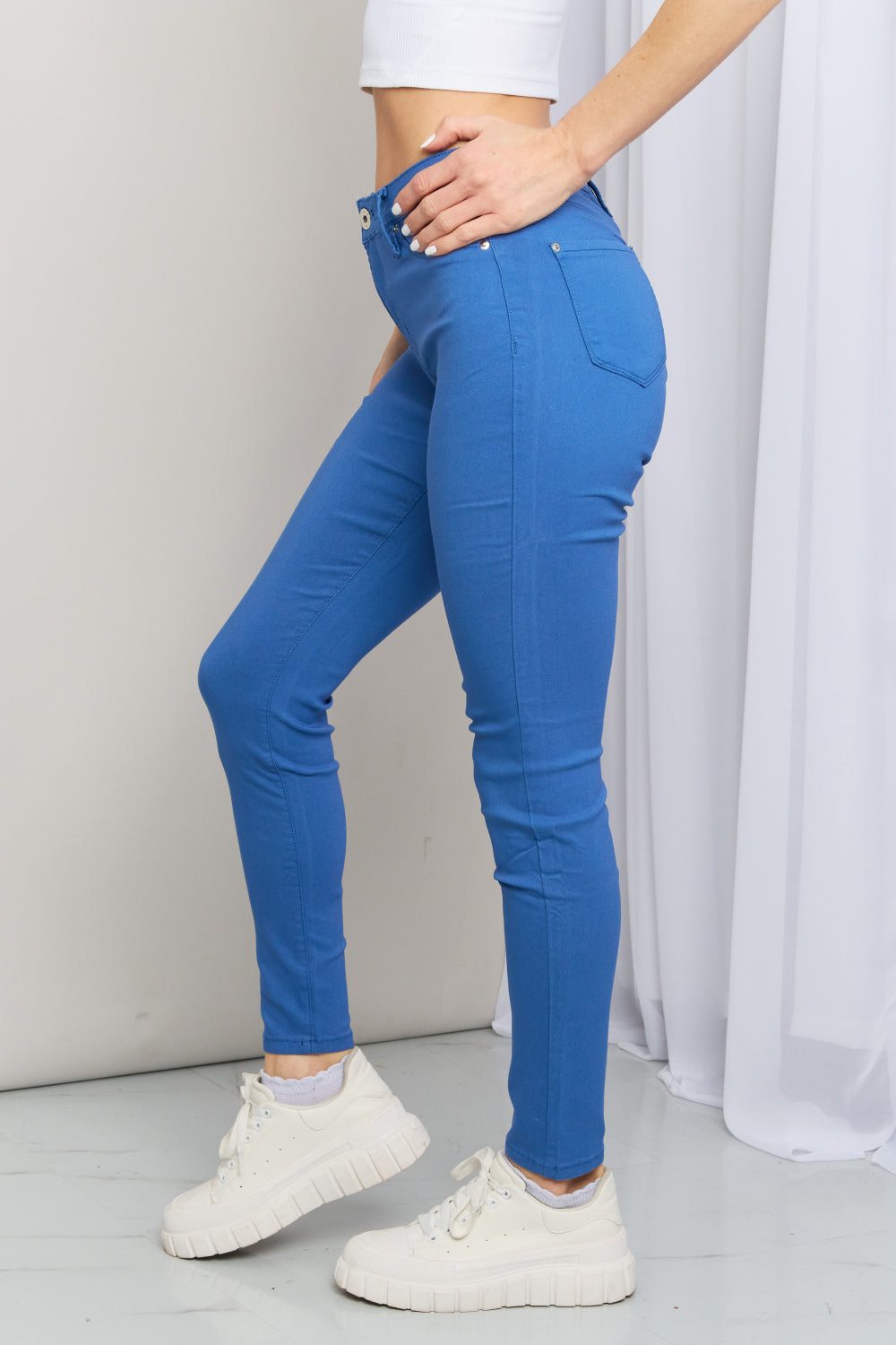 Hyper-Stretch Full Size Mid-Rise Skinny Jeans in Electric Blue - Bottoms - Pants - 4 - 2024