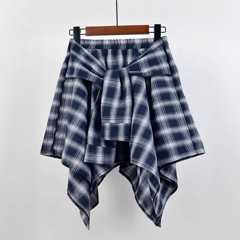 Irregular Plaid Mini Skirt - Blue / One Size - Bottoms - Skirts - 8 - 2024