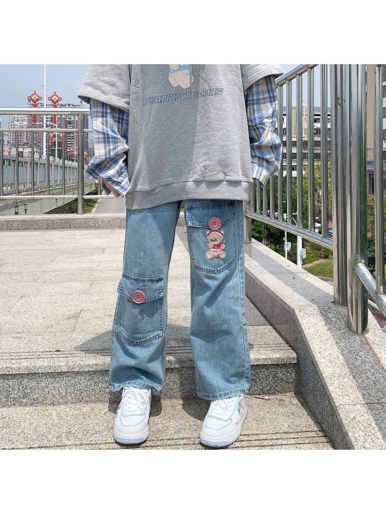 Japan Preppy Style Denim Trousers - Bottoms - Shirts & Tops - 5 - 2024