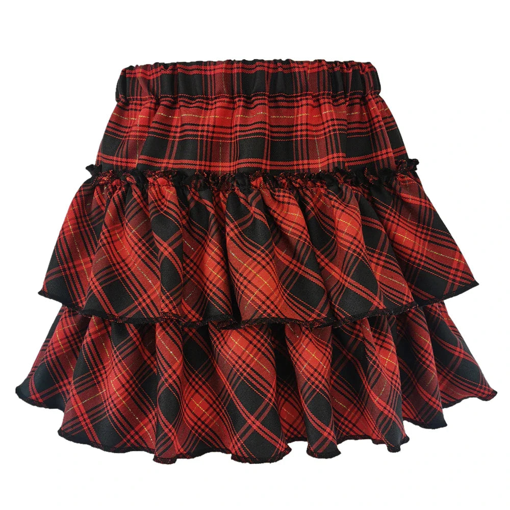 Japanese College Style Pink Plaid Skirt - High Waist Slim Goth - Red / M - Bottoms - Skirts - 5 - 2024