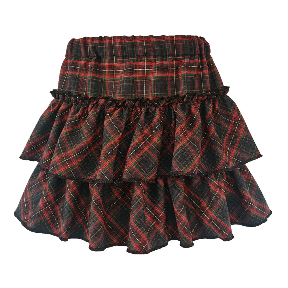 Japanese College Style Pink Plaid Skirt - High Waist Slim Goth - Black / M - Bottoms - Skirts - 6 - 2024