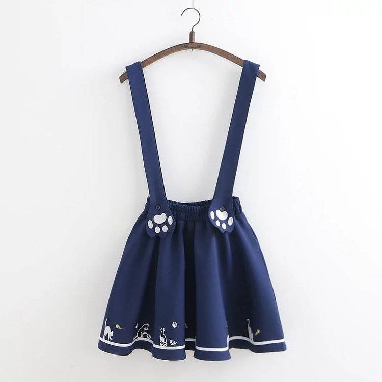 Kawaii Cat Paw Skirt - Dark Blue / M - Bottoms - Skirts - 14 - 2024