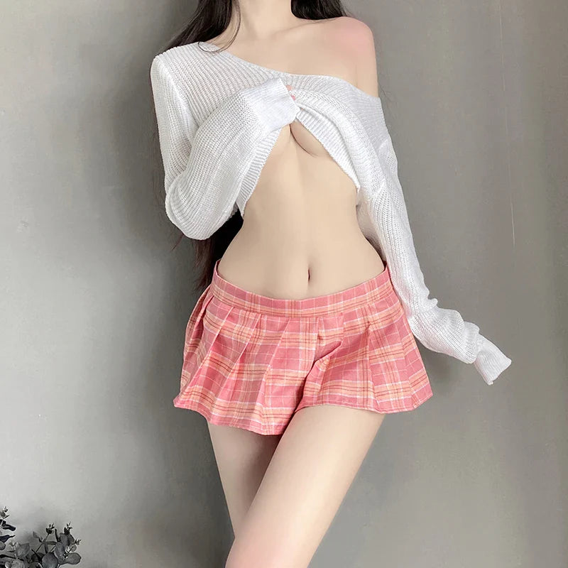 Kawaii School Girl Plaid Skirt Lingerie - White / One Size - Bottoms - Lingerie - 1 - 2024