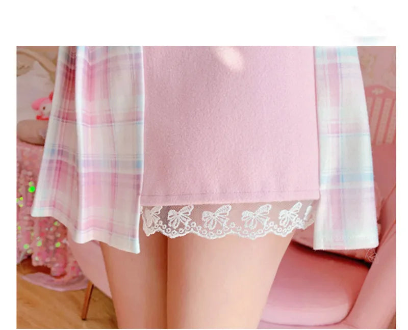 Kawaii Winter Wonderland: High-Waist Plaid Mini Skirt - Bottoms - Skirts - 4 - 2024