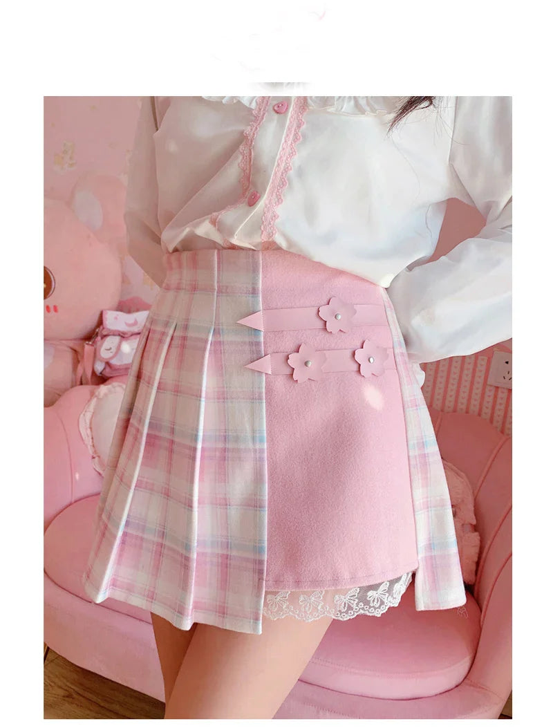 Kawaii Winter Wonderland: High-Waist Plaid Mini Skirt - Bottoms - Skirts - 2 - 2024