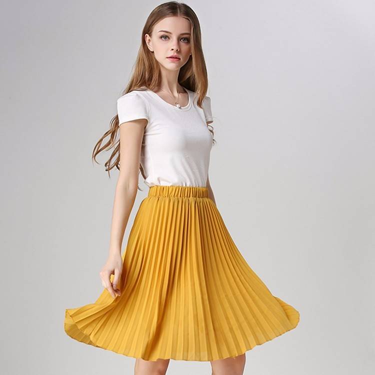 Knife-Pleated Chiffon Skirt - Yellow / One Size - Bottoms - Skirts - 8 - 2024