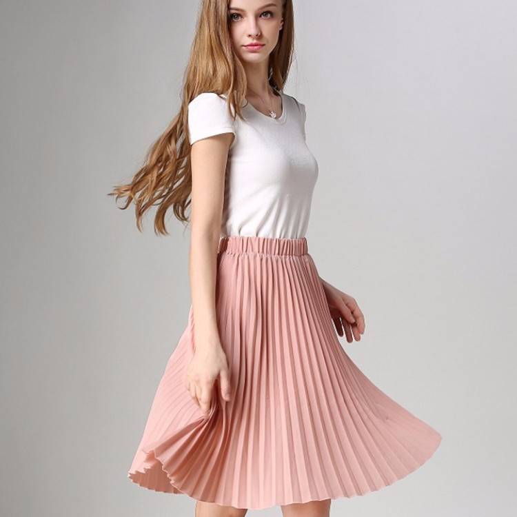 Knife-Pleated Chiffon Skirt - Pink / One Size - Bottoms - Skirts - 10 - 2024